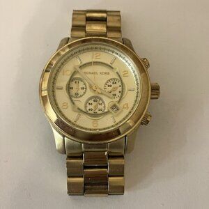 Michael Kors MK5384 Gold Wrist Watch Women Preowned Needs Battery.